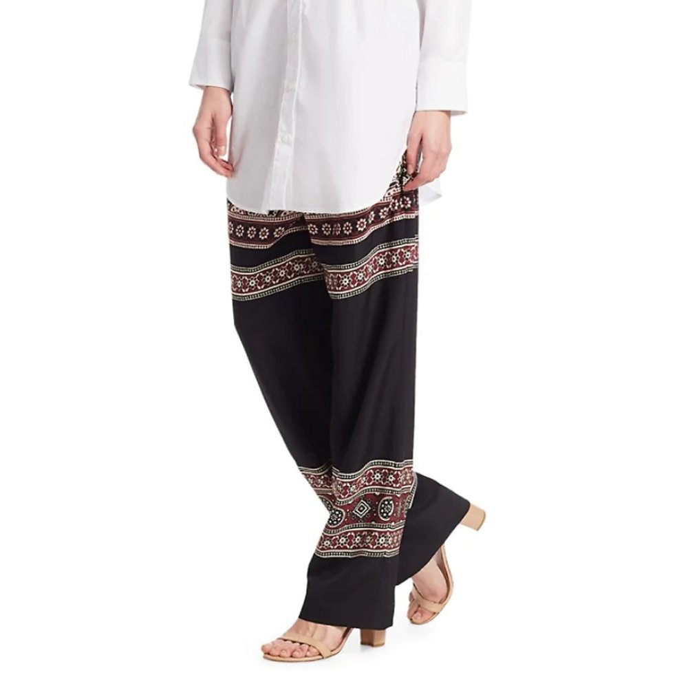 NEW Sea Women Silk Blend Geometric Mandala Brick Palazzo Wide Leg Long Pants - Picture 2 of 8